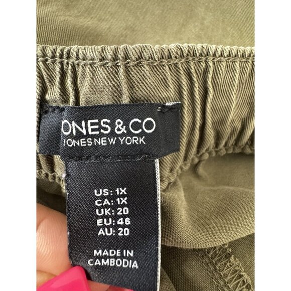 Jones Olive Green Lyocell Jogger Pants 1X Utility Relaxed Preppy Marine Layering - Picture 9 of 10